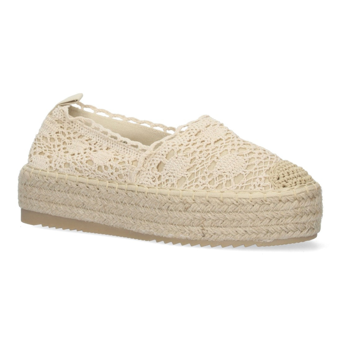 Zapato alpargata de encaje con plataforma de esparto