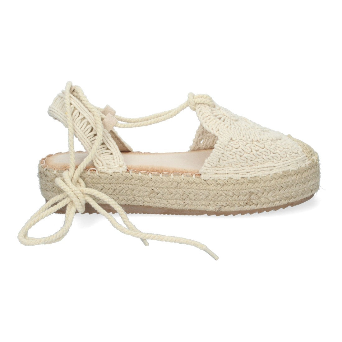 Alpargata beige de encaje con suela de yute y goma