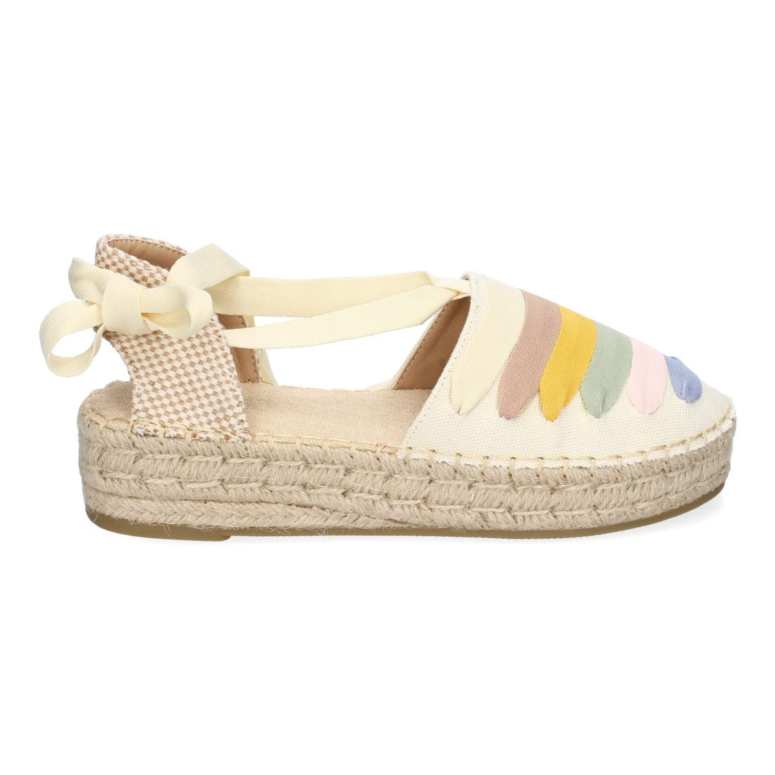 Alpargata valenciana de mujer con plataforma de yute y cierre de cintas