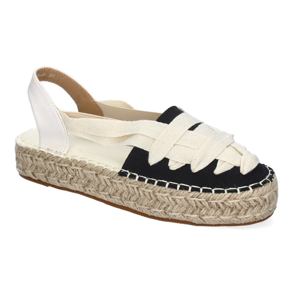 Alpargata valenciana negra con suela de yute y ajuste elástico