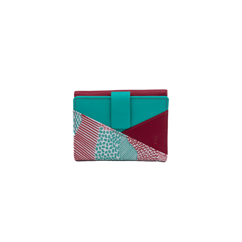 Cartera monedero solapa coral turquesa